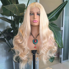 Ihomed Blonde Wig Loose Body Wave Synthetic Lace Front Wig Glueless Natural Hairline Blond Long Curly Hair Frontal Wigs for Women