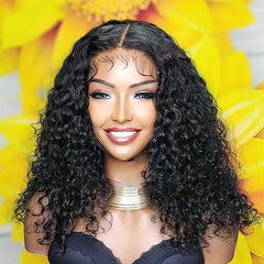 Ihomed Short Bob Wig Kinky Curly Wet And Wavy Lace Front Wig Human Hair Pre Plucked Transparent 13x4 Lace Frontal Wig Glueless Wig