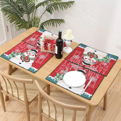 Ihomed Christmas Placemat Dining Mat Jacquard Insulation Kitchen Table Decoration Home Restaurant Western Food Mat Christmas Supplies