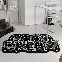 Ihomed Long Tufting Good Dream Living Room Carpet Black White Letters Bedroom Rug Corridor Area Floor Mat Doormat Aesthetic Home Decor