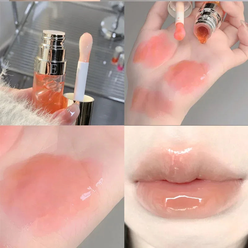 Ihomed Moisturizing Glass Lip Oil Purple Jelly Violet Transparent Plumper Lip Gloss Makeup Nutritious Liquid Lipstick Brush Lip Care