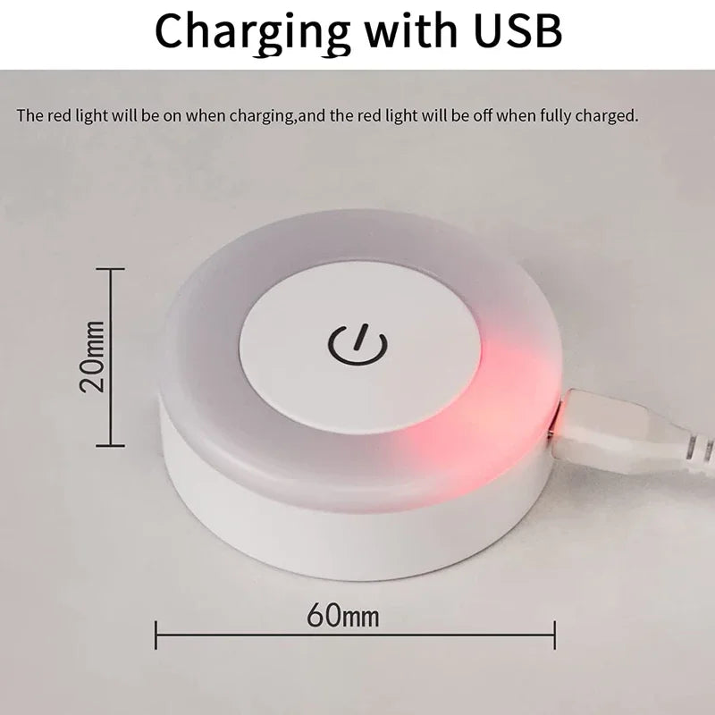 Ihomed Mini LED Touch Sensor Night Lights USB Rechargeable Kitchen Bedroom Magnetic Base Wall Light Round Portable Dimming Night Lamp