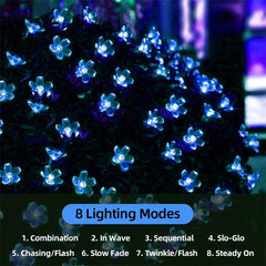 Ihomed Solar Garden Light Flower Outdoor Solar  String Lights Waterproof Fairy Simulation Floral Garlands Lamp Christmas Decoration