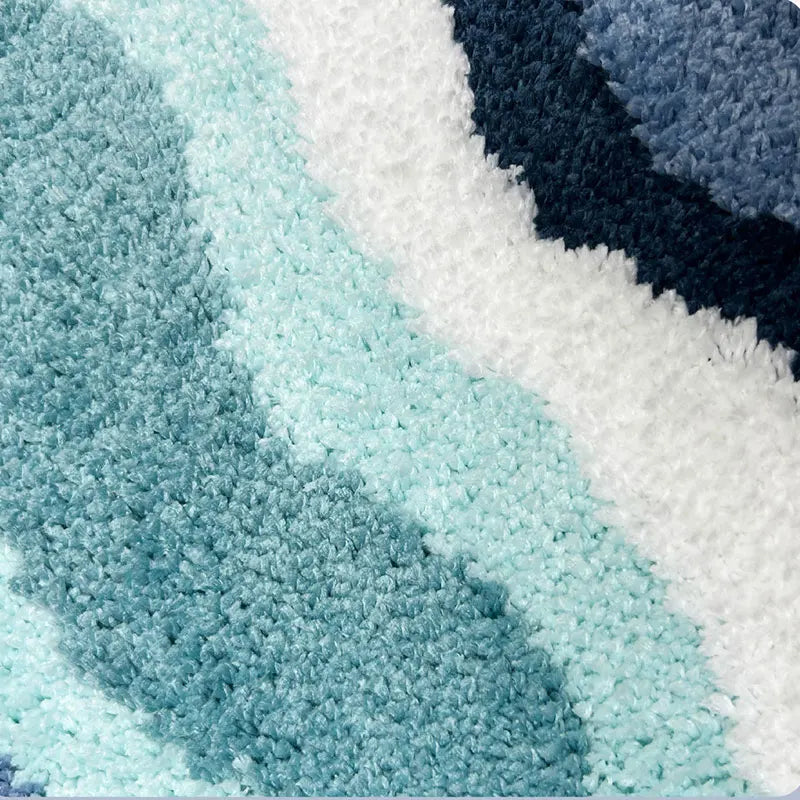 Ihomed 40X60Cm Wave Rug High-Quality Flocking Antislip Carpet Bathroom Blue Sea Tufted Carpet House Decoration Kid Room Bedside Rug