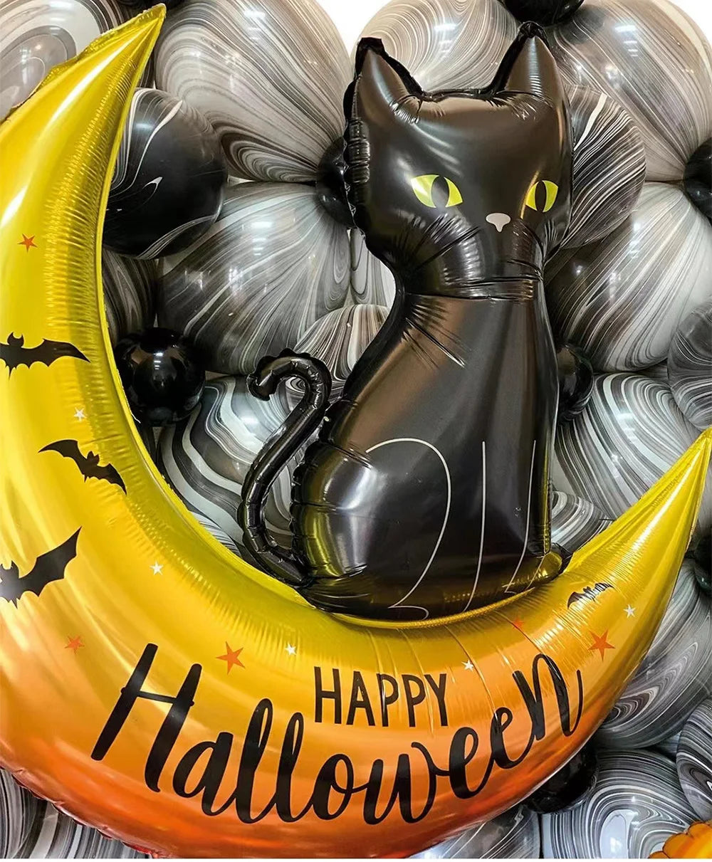 Ihomed Huge Standing Skeleton Pumpkin Ghost Halloween Balloons Witch Bat Foil Ballon Kids Toys Globos Birthday Halloween Party Decor