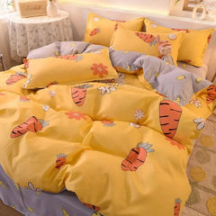 Ihomed Carrot Bedding Set Lovely Bed Linen Flat Sheet Duvet Cover Sets Single Double Queen Size Quilt Covers Soft Bedclothes