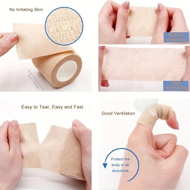 Ihomed 3Pcs Portable Elastic Self-adhesive Bandage, Breathable Sports Non-woven Wrap Finger Tape For Wrist Ankle Elbow Shoulder