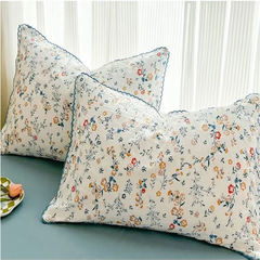 Ihomed Korean Style Bedding Set Fresh Botanical Kids Adults Leaves Flower Washed Cotton Pillowcases Soft Duvet Cover