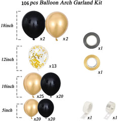 Ihomed Chrome Gold Black Balloons Garland Arch Kit Happy Birthday Party Decorations Adult Kids 1 2 3 5 10 15 25 30 35 40 50 60 Year Old