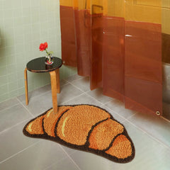 Ihomed Tufting Croissant Bathmat Soft Rug Fluffy Bread Bathroom Mat Bedroom Carpet Floor Safety Pad Aesthetic Home Room Warm Decor