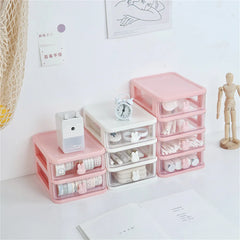 Ihomed Desktop Cosmetic Storage Box Organizer Drawer Office Storage Rack Stationery Desk Pen Holder Bunny Drawer Organizer Cute Kawaii