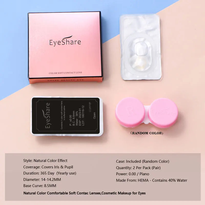 Ihomed Natural Color Contact Lenses for Eyes 2pcs GEM Series Colored Lens Blue Pink Contact Lens Yearly Cosmetic Contact Lens