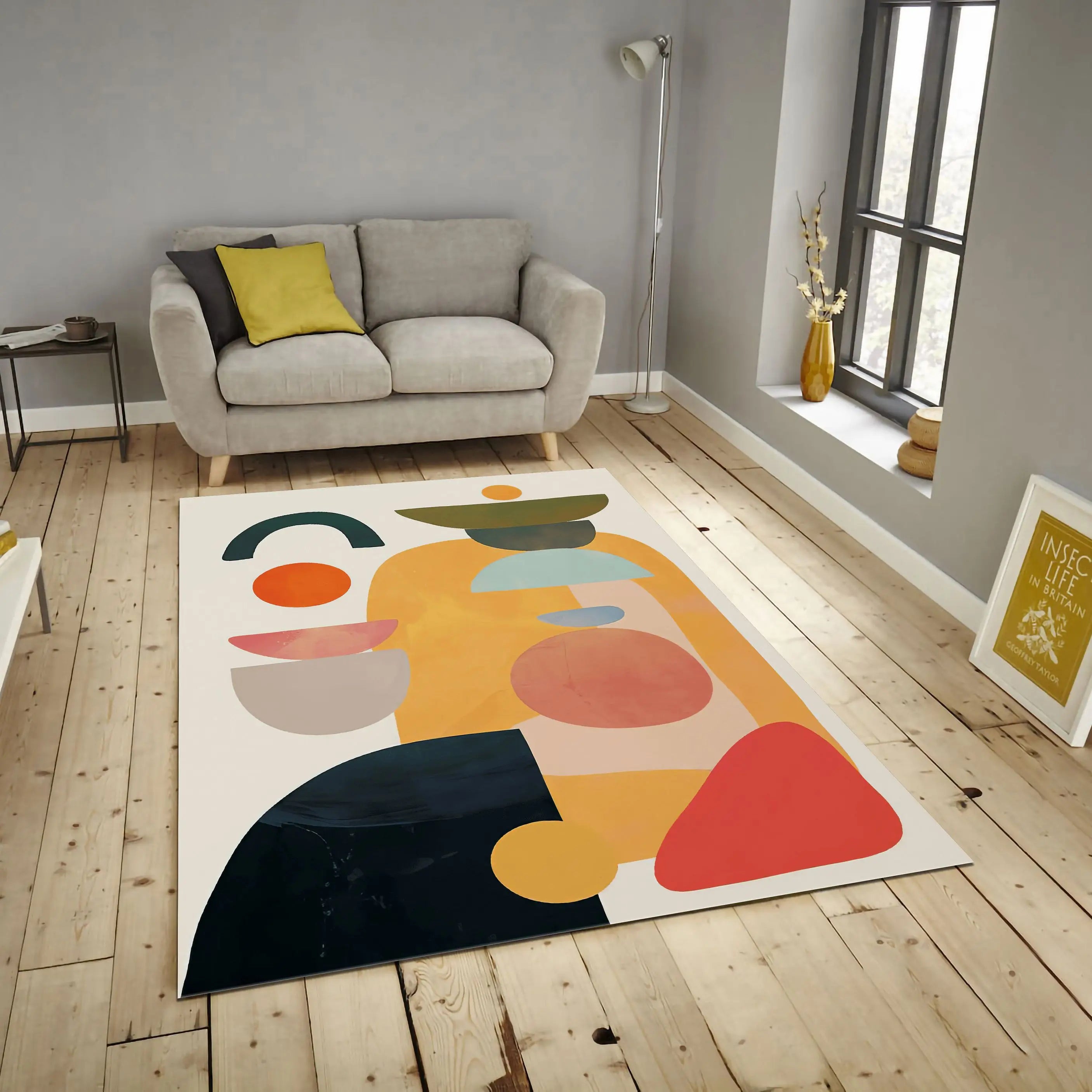 Ihomed Soft Modern Abstract Rug Minimalist Nordic Scandinavian Area Rugs for Living Room Rug Bedroom Diningroom Kitchen Home Decoration