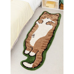 Ihomed Tufting Cat Bedside Rug Fluffy Carpet Bathroom Floor Pad Kids Room Cartoon Foot Mat Bedroom Doormat Aesthetic Home Winter Decor