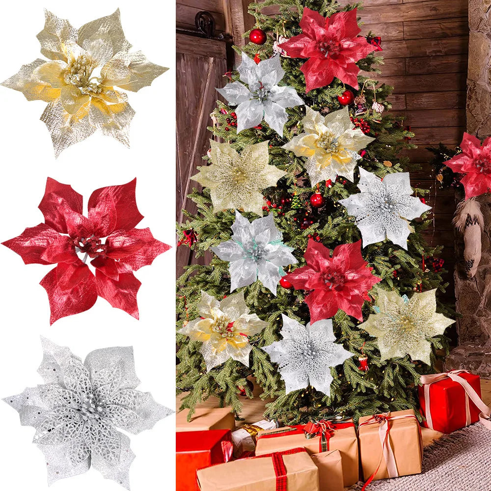 Ihomed Gold Powder Christmas Flower, Tree Decoration Accessories