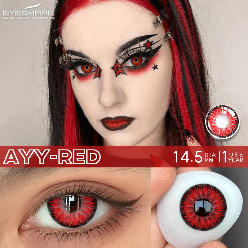 Ihomed Halloween Contact Lenses 1Pair Color Contact Lenses for Eyes Red Lenses Cosplay Colored Lenses Blue Eye Contacts Yearly