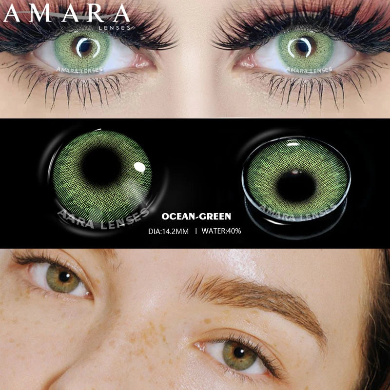 Ihomed 2pcs Color Contact Lens Contact Color Lens Eyes Lenses for Eyes  GREEN Color Lens with Contact Case