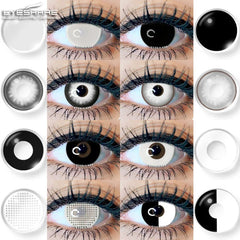 Ihomed 1Pair Color Contact Lenses for Eyes Multicolored Lenses Anime Cosplay Eye Contacts Halloween White Black Lenses Yearly