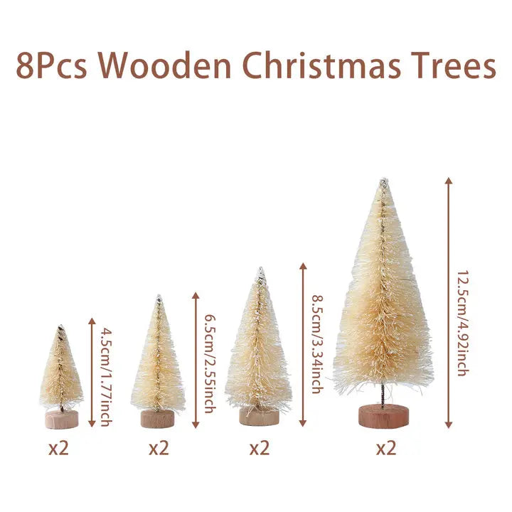 Ihomed Artificial Mini Wooden Christmas Tree Blue Green White Gold Tower Pine Small Sisal Christmas Tree Tabletop Ornament Decor