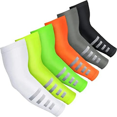 Ihomed 1Pair Summer Winter Outdoor Sun Protection Arm Sleeves Quick-drying Breathable Night Running Cycling Reflective Ice Silk Sleeves