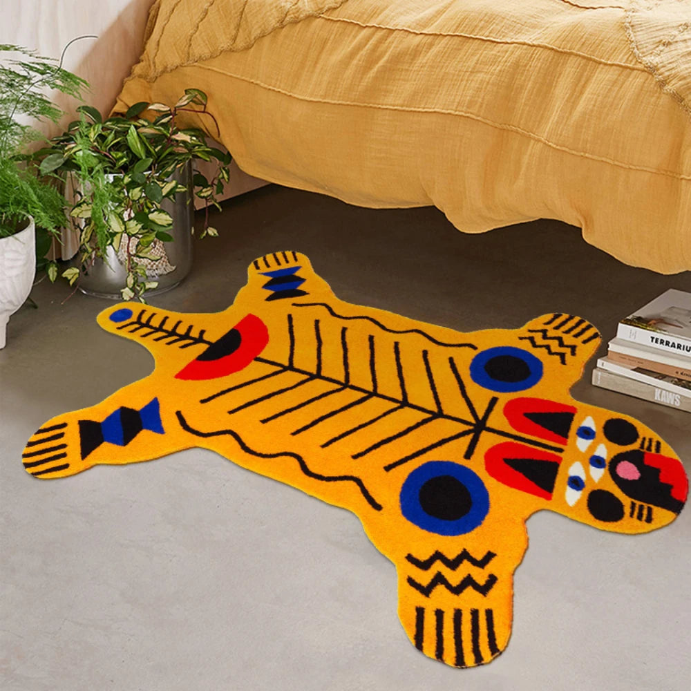 Ihomed Art Carpet Irregular Shape Tiger Animal Pattern Living Room Rug Fluffy Non Slip Bedroom Lounge Sofa Coffee Table Mat Customized