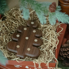 Ihomed Kawaii Wood Hanging Decoration Pot Heat Proof Snow Tree Gingerman Placemat Cup Holder Wooden Drink Coasters Home Holiday Decor