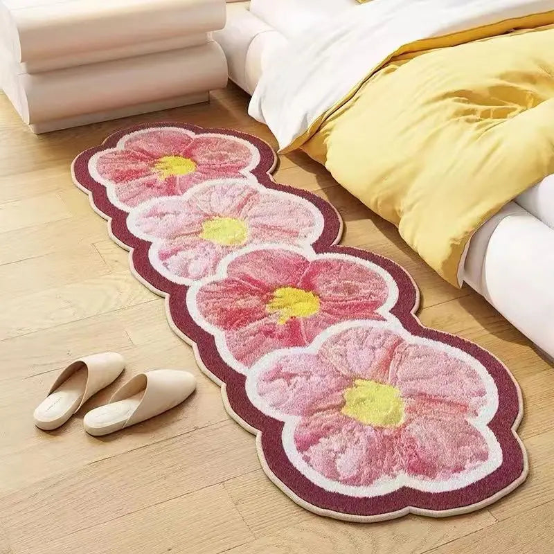 Ihomed Cashmere Rugs Decoration Fluffy Flowers Carpet Bedroom Bedside Foot Mat Soft Living Room Carpet Dense Tapete Infantil Rug