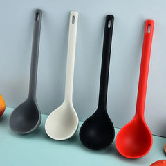 Ihomed Large Thickened Silicone Soup Spoon Long Handle Ramen Noodles Bouillon Ladle Japanese Kitchen Tablespoons Tableware Kitchenware