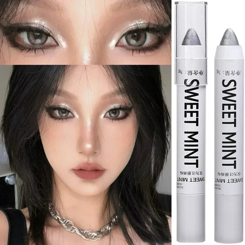 Ihomed White Pearl Highlighter Brightening Glitter Eyeshadow Stick Eye Shadow Lying Silkworm High-gloss Pen Korean Eyes Makeup Matte