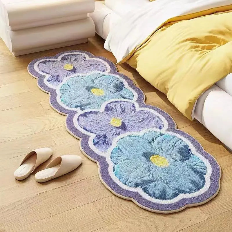 Ihomed Cashmere Rugs Decoration Fluffy Flowers Carpet Bedroom Bedside Foot Mat Soft Living Room Carpet Dense Tapete Infantil Rug