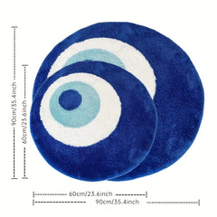 Ihomed Blue Devil Eye Round Rug Plush Material TPR Non-slip Carpet Base Handcrafted Soft Cozy Home Decor