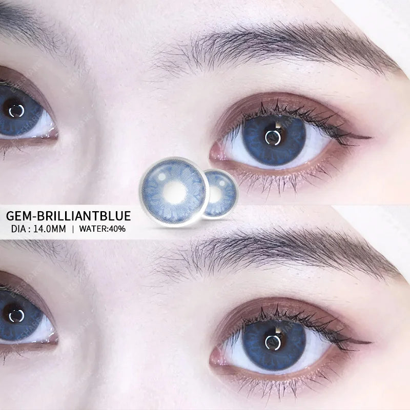 Ihomed Natural Color Contact Lenses for Eyes 2pcs GEM Series Colored Lens Blue Pink Contact Lens Yearly Cosmetic Contact Lens