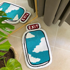 Ihomed Exit Blue Sky White Cloud Beautiful Rug Tapestry Soft Flannel Fun Carpet Decoration Home Non-slip Living Room Housewarming Gift