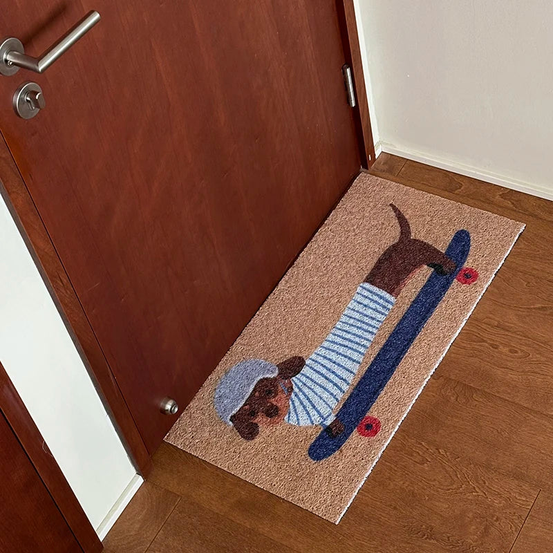 Ihomed PVC Dachshund Doormat Cuttable House Entrance Welcome Mat Rug Carpet Anti Dust Pad Outdoor Aesthetic Home Room Decor 40x80cm