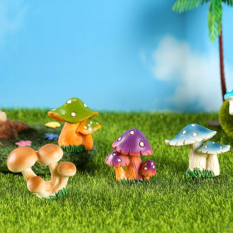 Ihomed Simulation Mushroom Miniatures Fairy Garden Moss Terrarium Resin Crafts Decorations Garden Artificial Bonsai Landscape Ornaments