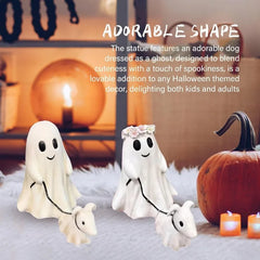 Ihomed Halloween Ghost Walking Dog Statue Halloween Ghost Dog Decor Statues Spooky Ghost Dog Halloween Home Tabletop Decorations Gift