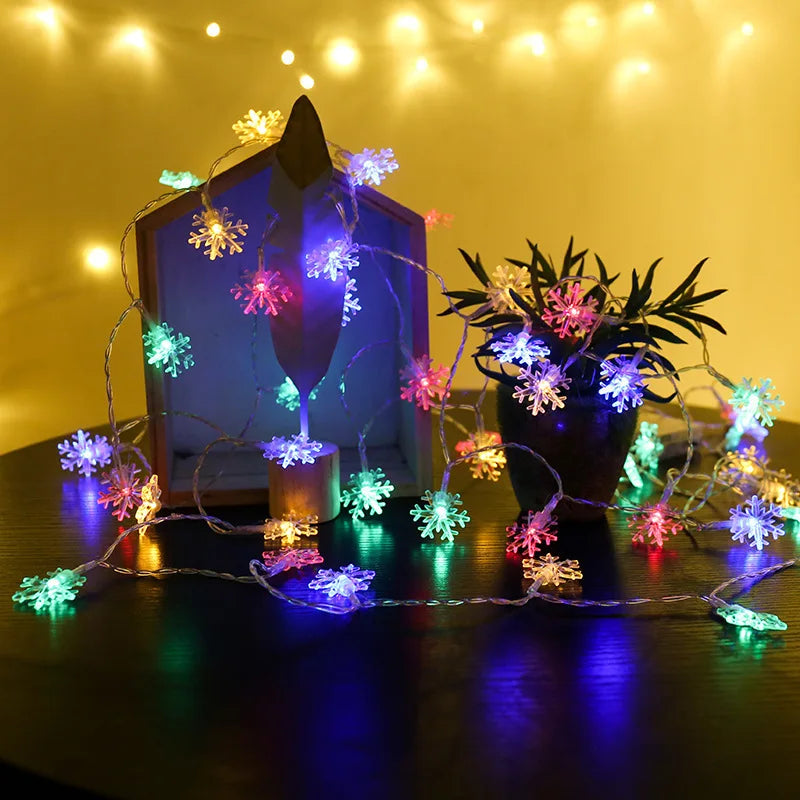 Ihomed 1/3/6M LED Snowflake Fairy Lights Battery/USB Power Copper Wire Garland Light New Year Garden Wedding Living Room Decoration