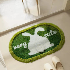 Ihomed Cartoon Tufting Rabbit Bathmat Fluffy Rug Flocking Bathroom Tub Side Mat Door Carpet Floor Anti Slip Doormat Home Spring Decor