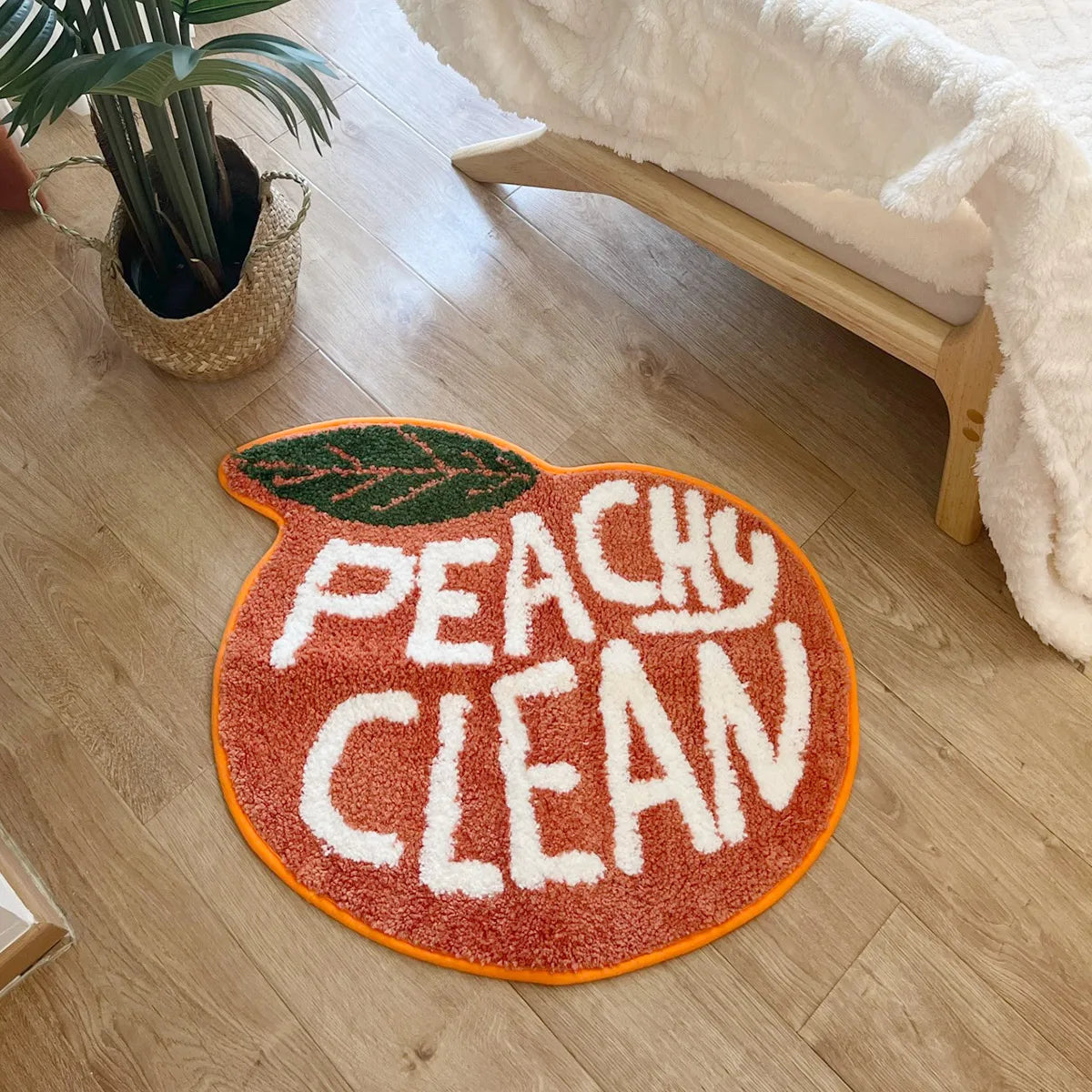 Ihomed Peach Tufted Rug Kawaii Carpet for Living Room Oval Non-slip Carpet Non-Slip Abosrbent Floor Mat Girl Bedroom Decor Rug Dropship