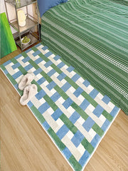 Ihomed Artistic Creative Plaid Carpet Soft Comfortable Bedroom Rug Bedside Rug Luxury Living Room Decorative Carpets Alfombra Tapis 양탄자