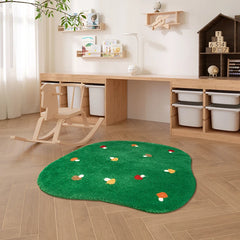 Ihomed Kawaii Tufting Mushroom Forest Rug Living Room Carpet Green Mat Fluffy Children Bedroom Crib Side Floor Pad Home Nursery Decor