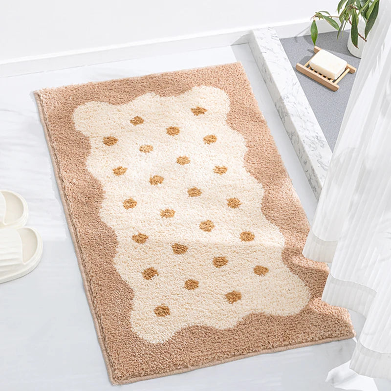 Ihomed Tufted Cake Bathroom Mat Soft Oval Area Rug Bathmat Tub Side Floor Absorbent Anti Slip Pad Cartoon Doormat Aesthetic Home Decor