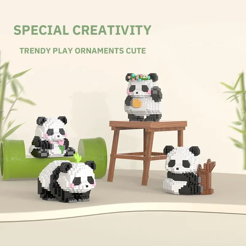 Ihomed Creative DIY Assemable Animal Cute MINI Chinese Style Animal Panda Building Block Educational Boy Toys For Children Model Bricks