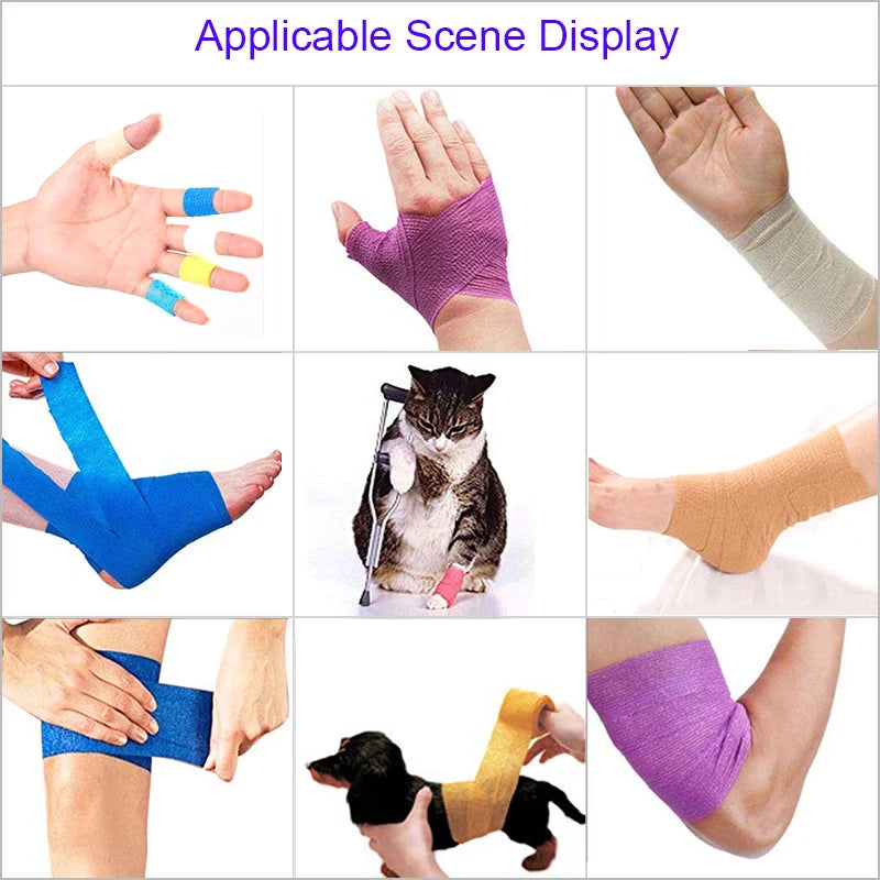 Ihomed 1/10 Roll Colorful Sports Self Adhesive Elastic Bandage Wrap Tape Elastoplast For Knee Pads Finger Ankle Palm Aid Kit Pet Tool