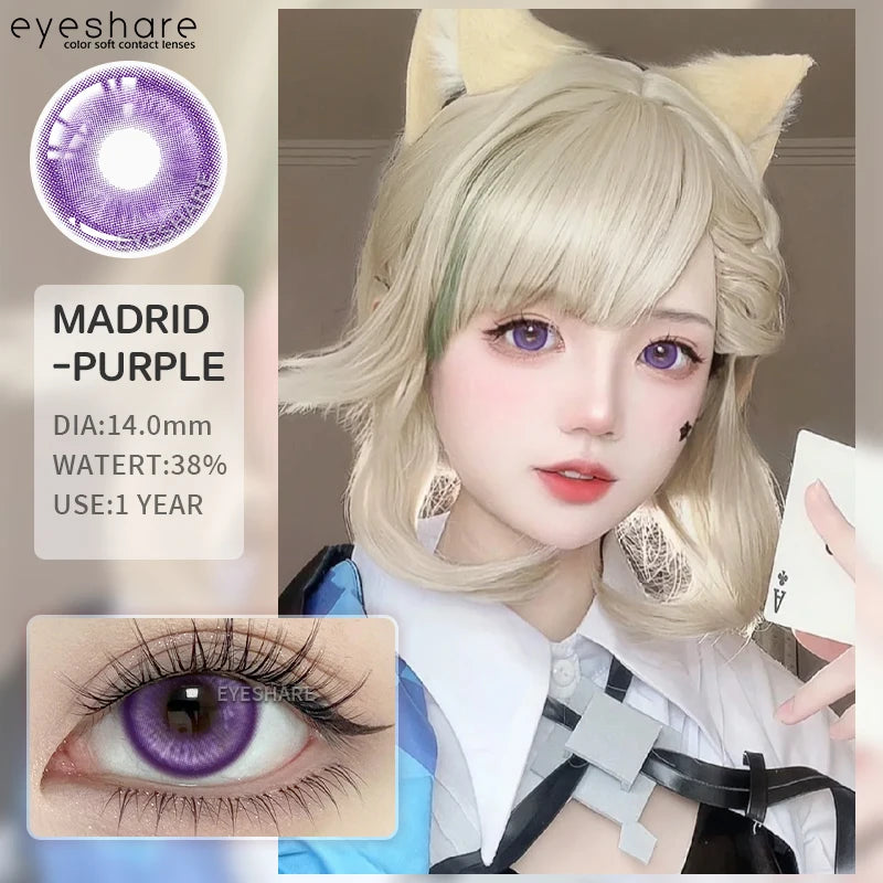 Ihomed 1pair Colored Contact Lenses Purple Eye Lenses Yearly Cosplay Red Lenses Cosmetic Contact Helloween Soft Makeup Pupils