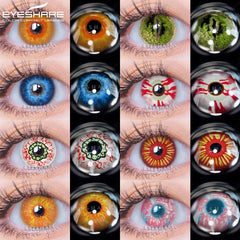 Ihomed 1Pair Anime Color Contact Lenses for Eyes Yearly Red Lenses Black White Lenses Halloween Eye Lens Cosplay Eye Contacts