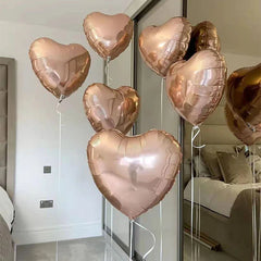 Ihomed 12pcs Rose Gold Number Heart Foil Balloons Birthday Party Decorations Kids Girl Boy 1 2 3 4 5 6 7 8 9 Year Old Metallic Supplies