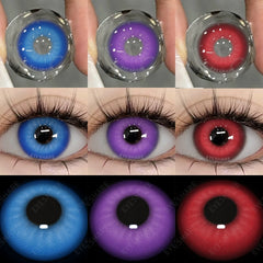 Ihomed Contact Lenses 1 Pair Purple Lenses Red Lens Cosplay Colored Lenses Anime Blue Lens Halloween Colorful Makeup Eye Cosmetic