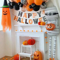 Ihomed Giant Standing Halloween Balloons Skull Ghost Horror Mummy Foil Ballon Happy Helloween Party DIY Decorations Helloween Home Supp