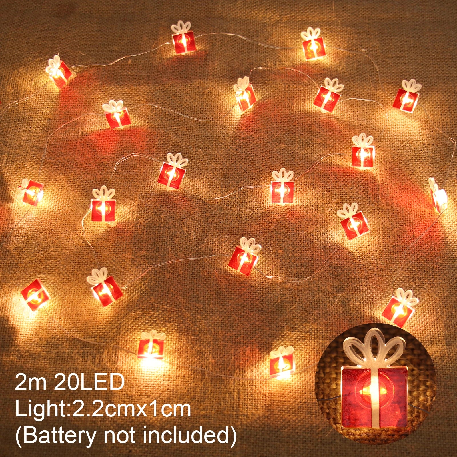 Ihomed 2M 20LED Santa Claus Snowman Elk Garland Lights String Christmas Decorations for Home 2024 Xmas Tree Ornaments Navidad New Year